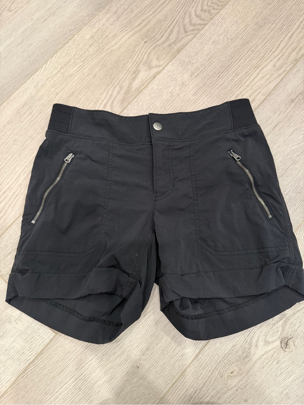 Athleta Black Athletic Zip-Pocket Shorts